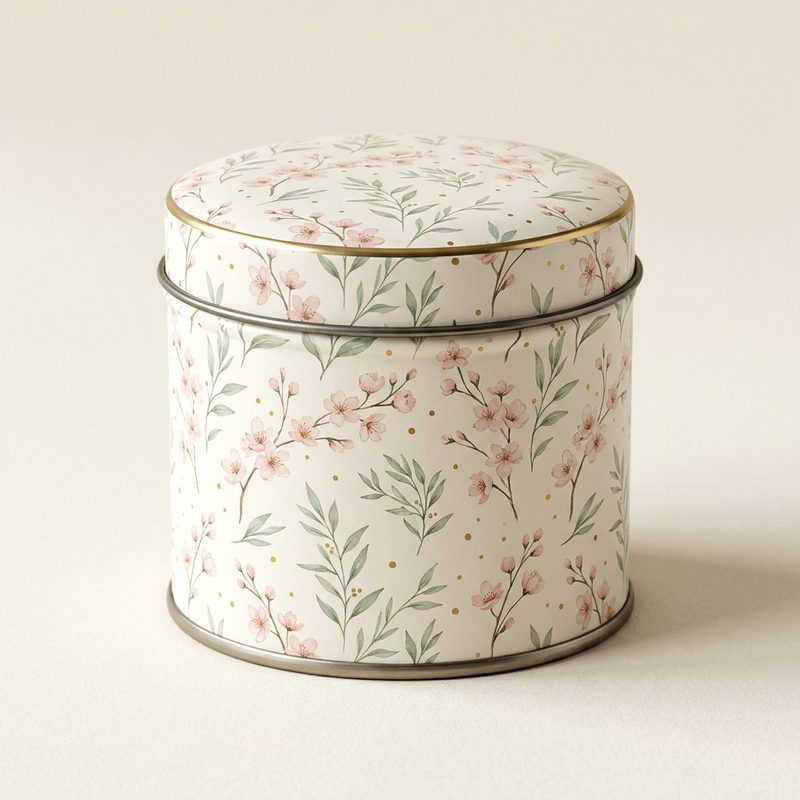 Almond Blossom Caddy — Ø73 × 60 mm