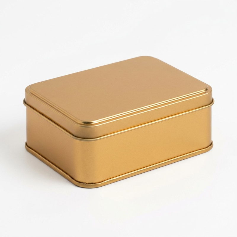 Dåse til tyrkisk konfekt (akryllåg) — 100 × 75 × 35 mm — Guld