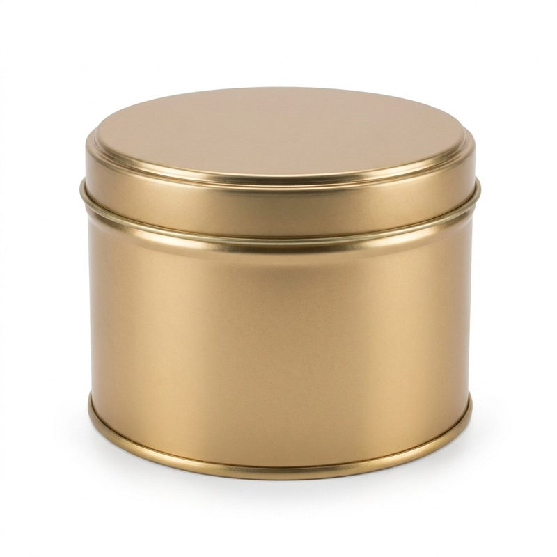 Metaldåse til slibesten — Ø133 × 85 mm — Guld