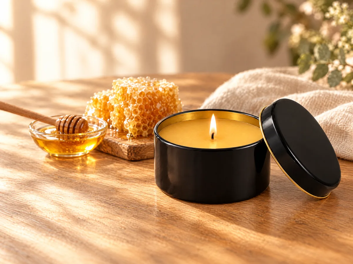 Beeswax Candles in Tins — Made for honey brands